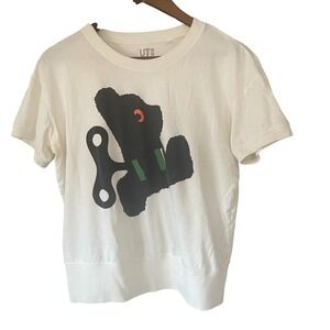Uniqlo Women Dick Bruna Black Bear Graphic Tee L White Minimalist Streetwear Art